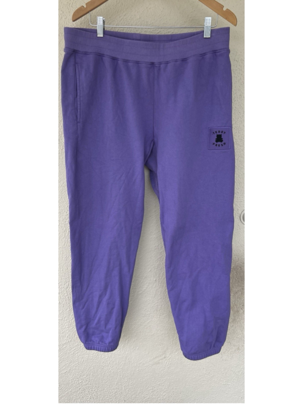 Teddy Fresh Purple Sweatpants XL Logo Patch Pocket Lounge Elastic Waist Unisex